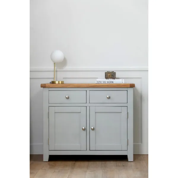 Modern Grey Painted Oak Top 2 Door 2 Drawer Sideboard