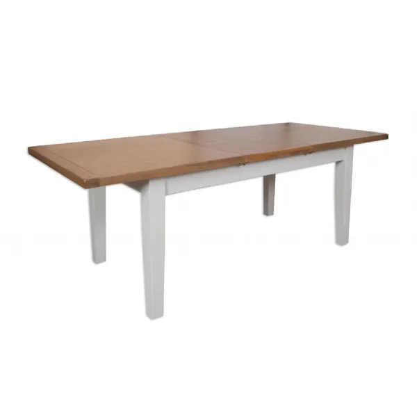 Modern Grey and Rustic Oak Medium Extending Dining Table with Butterfly Extension