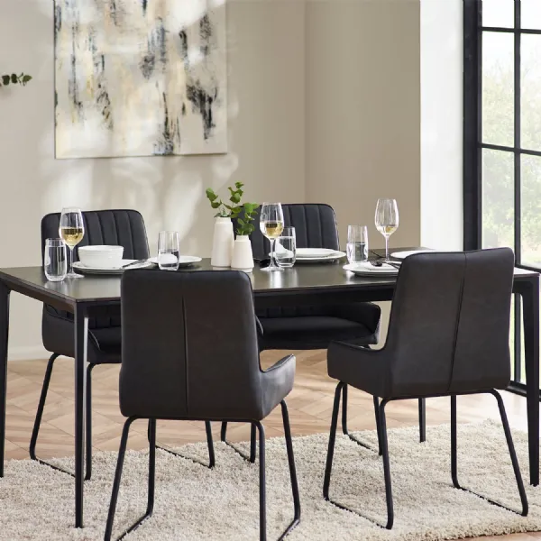 Miami Rectangular Stone Top Dining Table Slate Grey