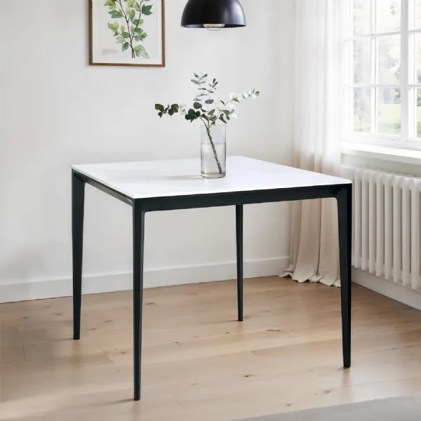 Miami Square Stone Top Dining Table White Marble