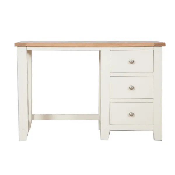 Modern White Painted Oak Top 3 Drawer Dressing Table
