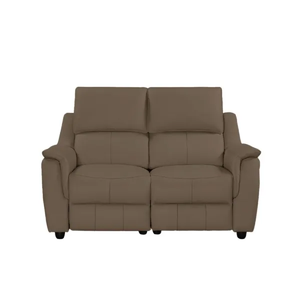 Dark Taupe Leather 2 Seater Electric Power Recliner Sofa