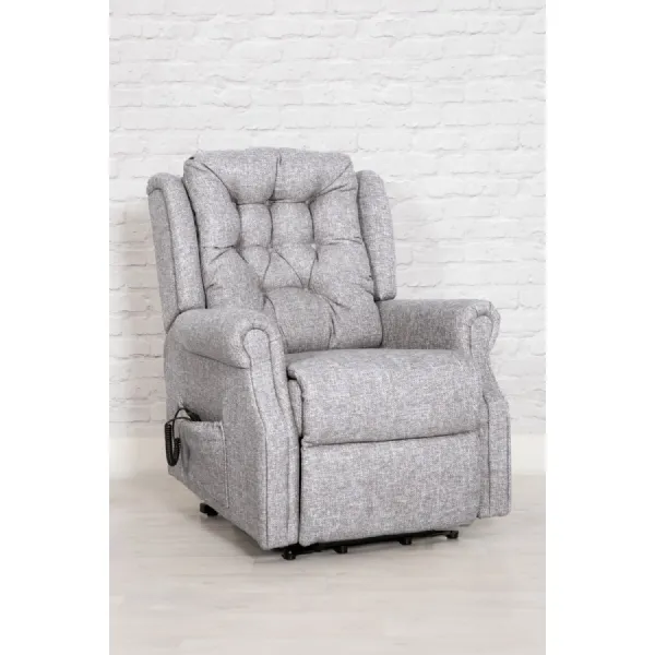 Slate Grey Fabric Dual Motor Lift Riser Recliner Chair