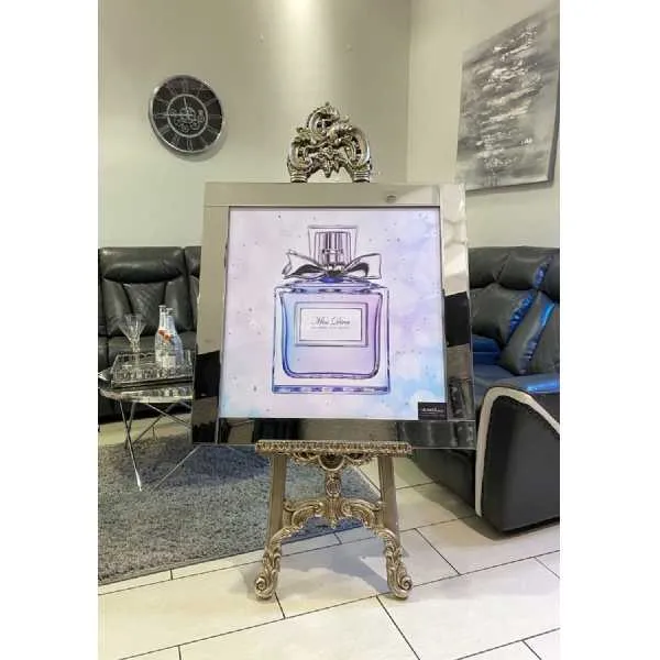 Miss Diva Perfume Bottle Bow Lilac Wall Art Mirror Frame