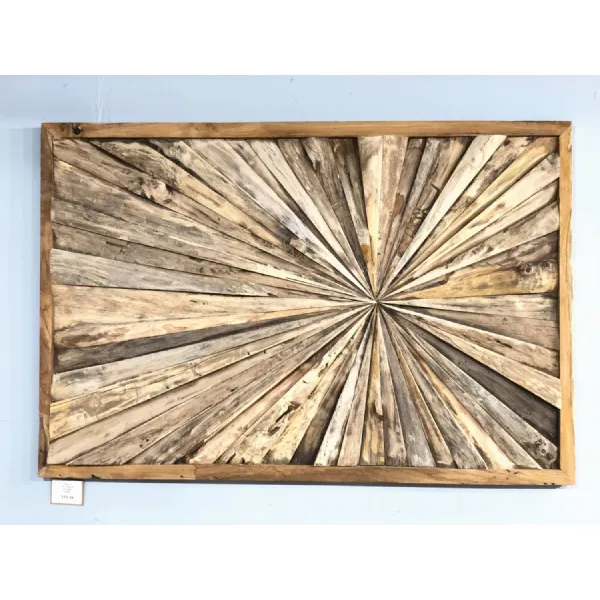 Natural Teak Wood Rectangle Sun Wall Panel