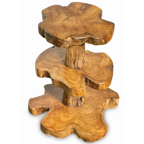 Natural Teak Wood 3 Layer Root Cake Stand
