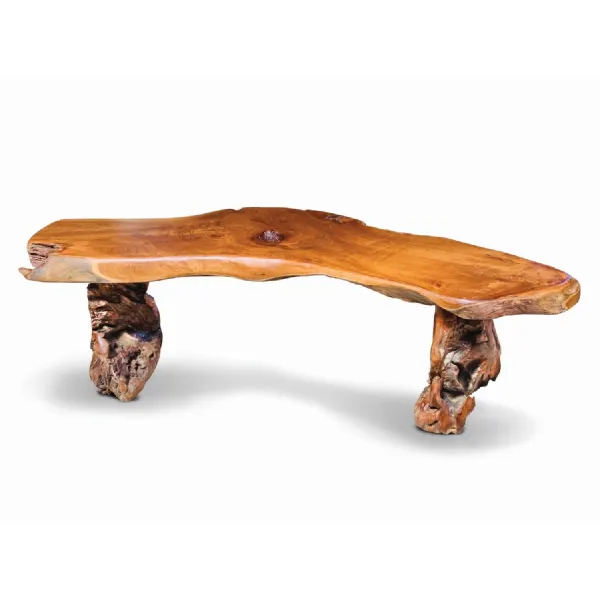 Natural Teak Root No Back Bench Wooden Seat