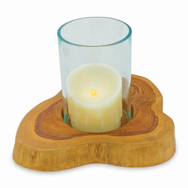 Root Natural Table Candle Lantern With Glass