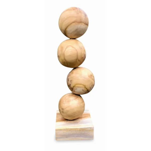 Teak 4 Ball Sculpture 45cm