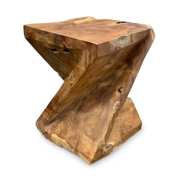 Solid Teak Z Twist Stool 40cm