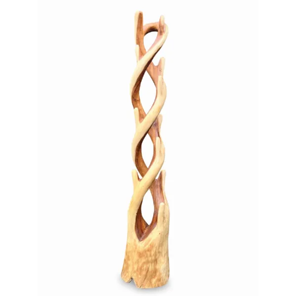 Natural Suar Wood Twisted Double Coat Stand