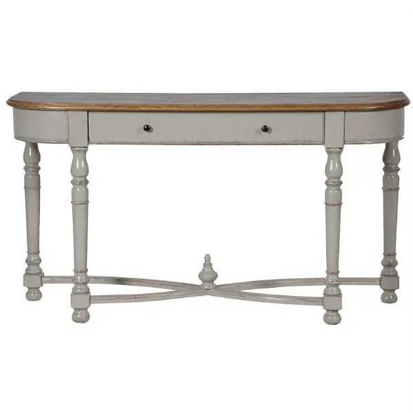 Large Grey Painted Console Hall Table With Distressed Top