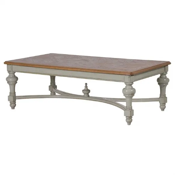 Large Painted Frame Coffee Table With Parquet Top
