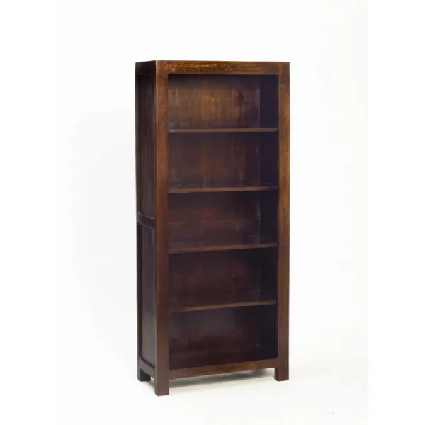 Dark Mango Wood Walnut Tall Open Bookcase