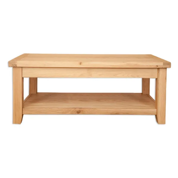 Rustic Oak Coffee Table with Open Shelf