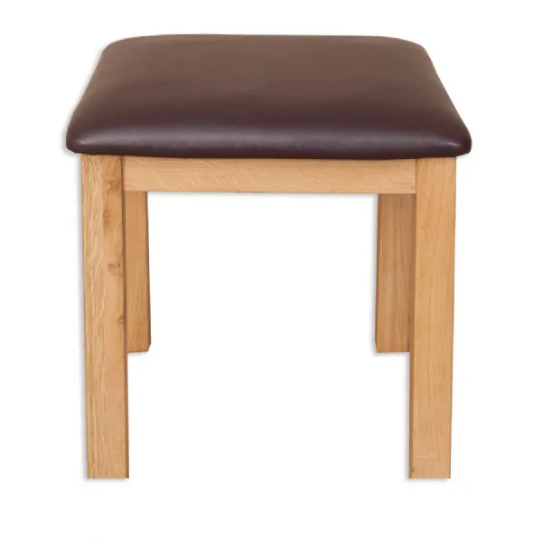 Natural Oak Brown PU Leather Seat Dressing Stool
