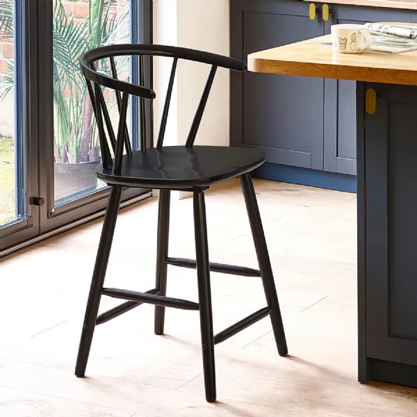Modena Black Ash 112cm Solid Wood Bar Stool