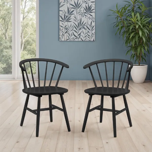 Set Of 2 Modena Dining Chairs Black