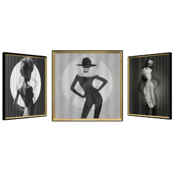 Art and Fashion Model Kinetic Wall Art Gold Framed
