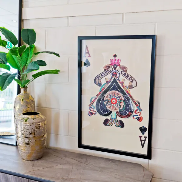 Ace of Spades Playing Card Collage Wall Art Wooden Frame
