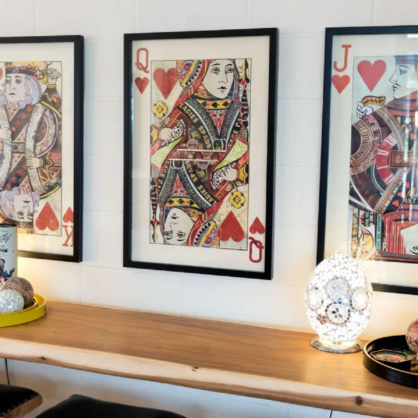 Queen of Hearts Playing Card Collage Wall Art Black Framed