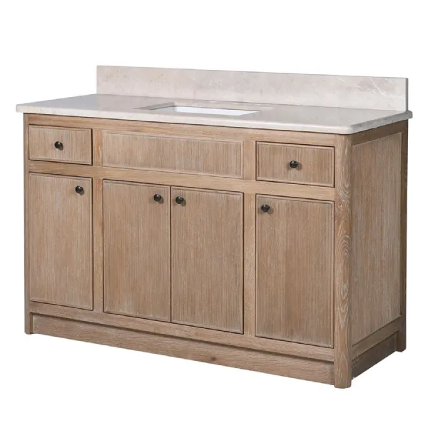 Oak Ribbed 4 Door 2 Drawer Sink Unit