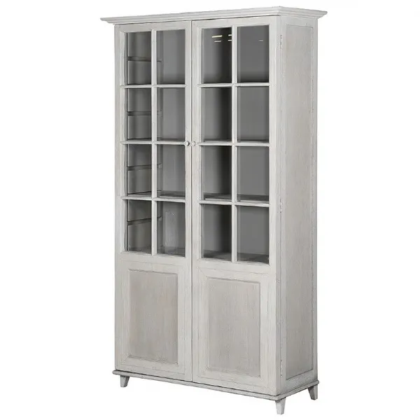Antique White 2 Glass Door Vitrine Display Cabinet
