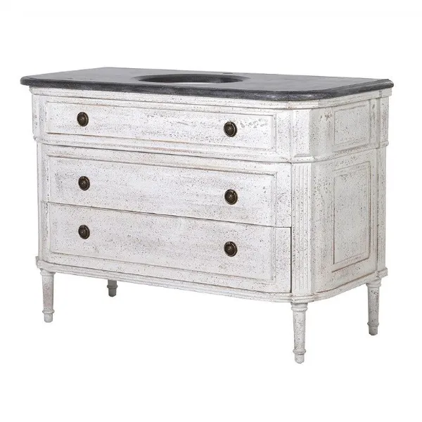 Mottled Distressed Painted 2 Drawer Sink Vanity Unit Taps Not Included