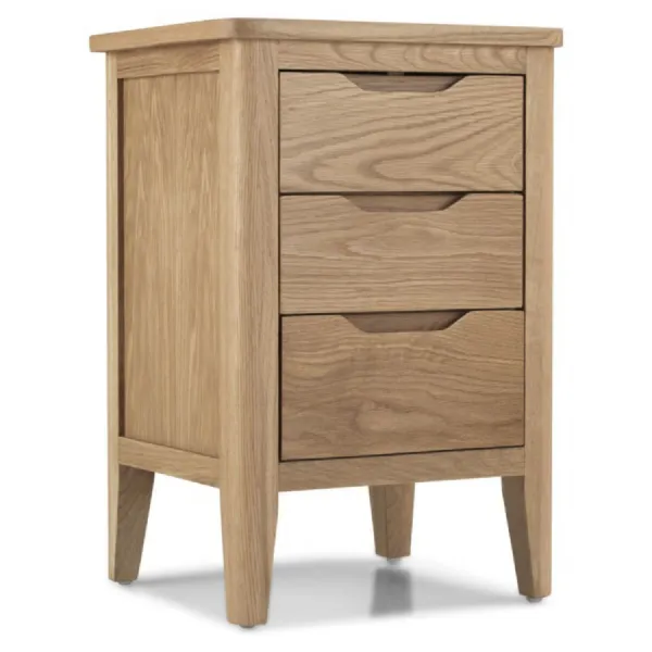 Solid Oak 3 Drawer Bedside