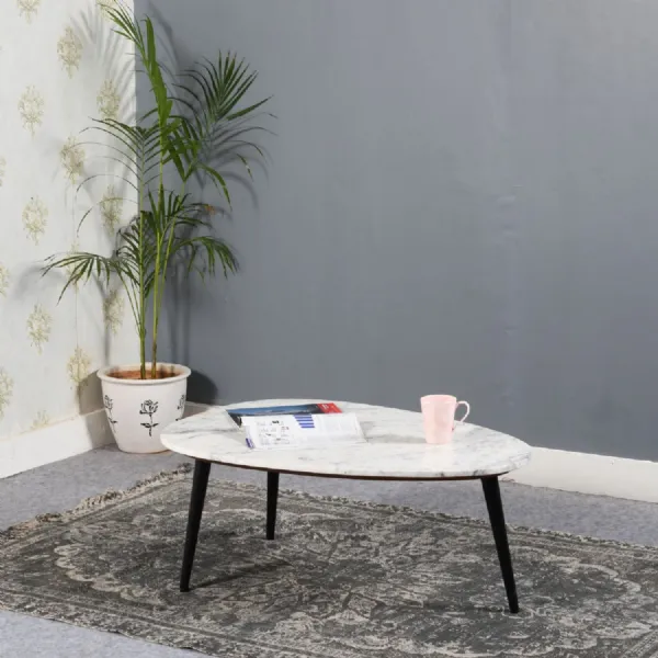 Opal Coffee Table With White Marble Top & Metal Legs