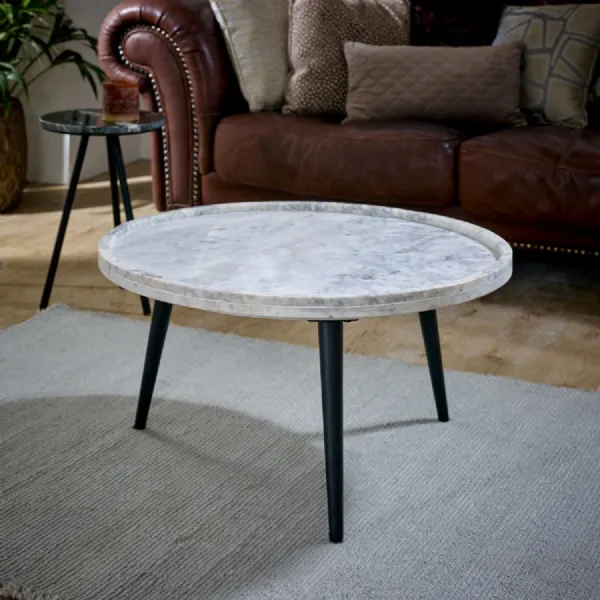 Opal Coffee Table With Marble Top And Metal Legs