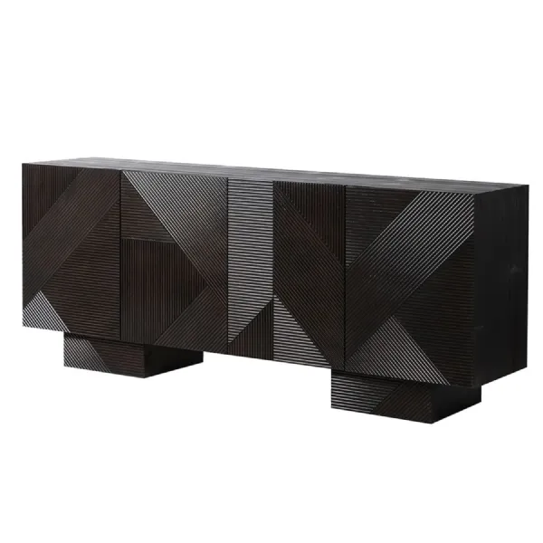 Noir Abstract Fluted 4 Door Sideboard