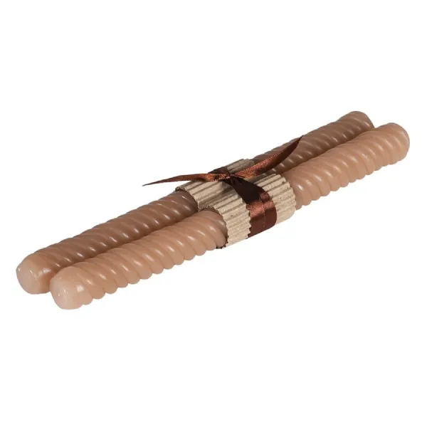 Set of 2 Taupe Dinner Candles