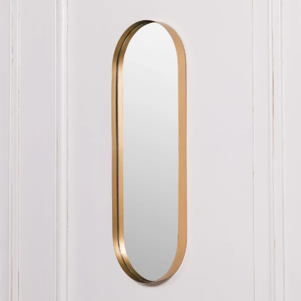 75cm Gold Slim Oval Wall Mirror