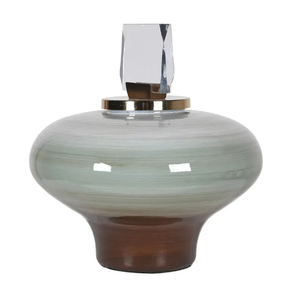 Large Green to Brown Ombre Jewel Lidded Jar