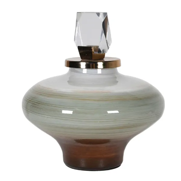 Small Green to Brown Ombre Jewel Lidded Jar