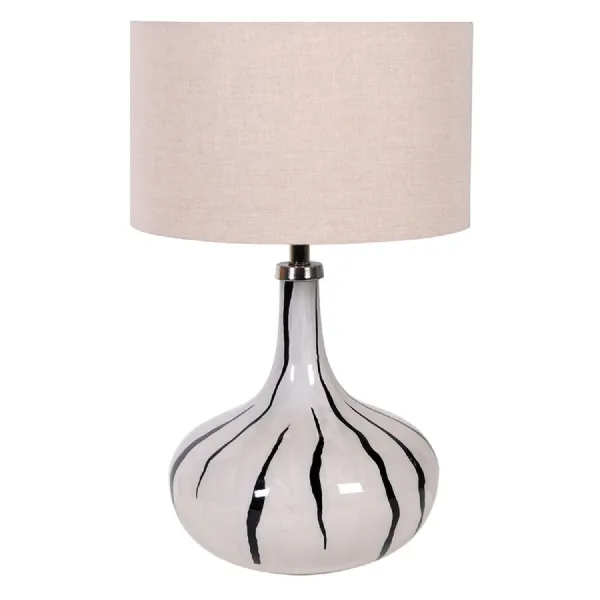 Black and White Stripe Table Lamp with Linen Shade