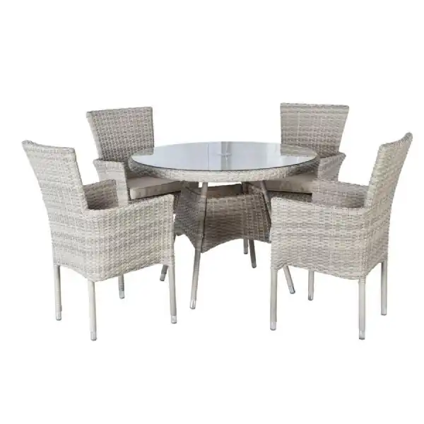 Alicia Rattan 4 Seat Stacking Round Dining Set