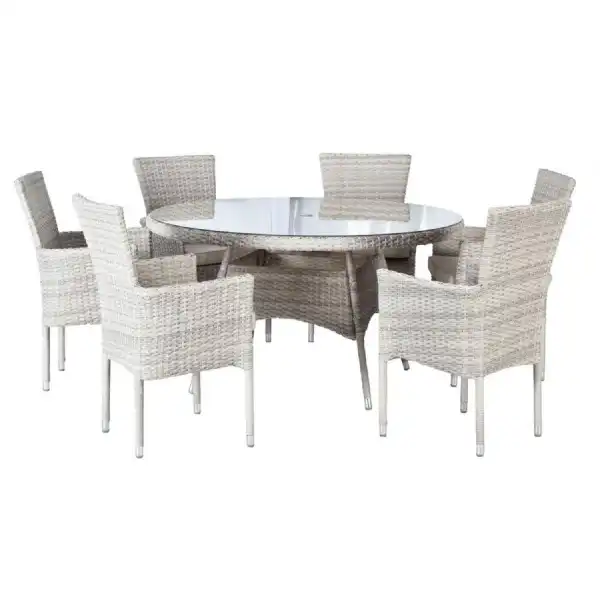 Alicia Rattan 6 Seat Stacking Round Dining Set