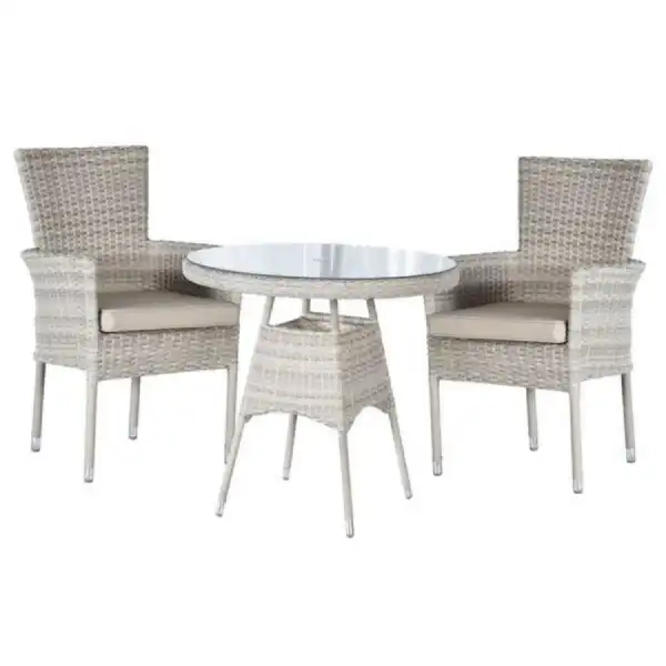 Alicia Rattan 2 Seat Stacking Round Dining Set