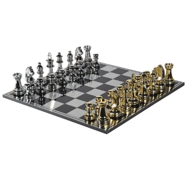 Oversized Silver And Gold Chess Set
