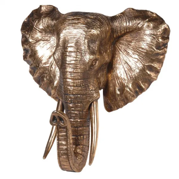 Golden Elephant Head Wall Mount