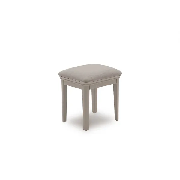 Taupe Wood Dressing Table Stool Fabric Seat