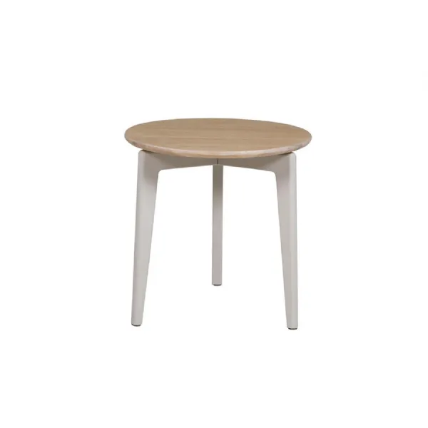 Scandi Taupe Base Round Lamp Table Oak Top