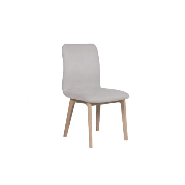 Natural Fabric Curved Back Dining Chair Oak Legs
