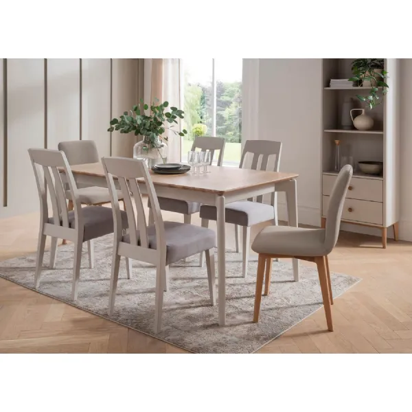 Modern Taupe 125 to 165cm Extending Dining Table Oak Top