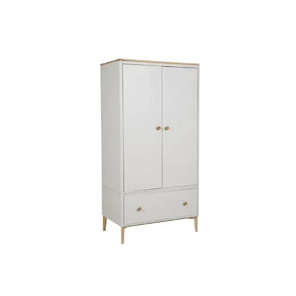 Taupe Cashmere Oak 2 Door 1 Drawer Wardrobe with Hanger