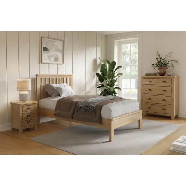 Natural Oak 3ft Single Bed with Shaker Legs