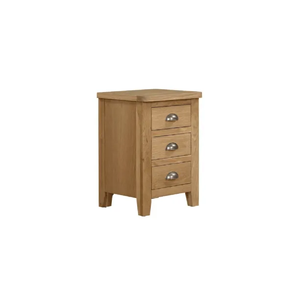 Modern Natural Oak 3 Drawer Bedside Table