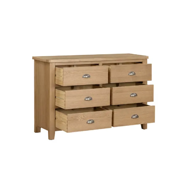 Natural Oak Country Chic 6 Drawer Dressing Chest